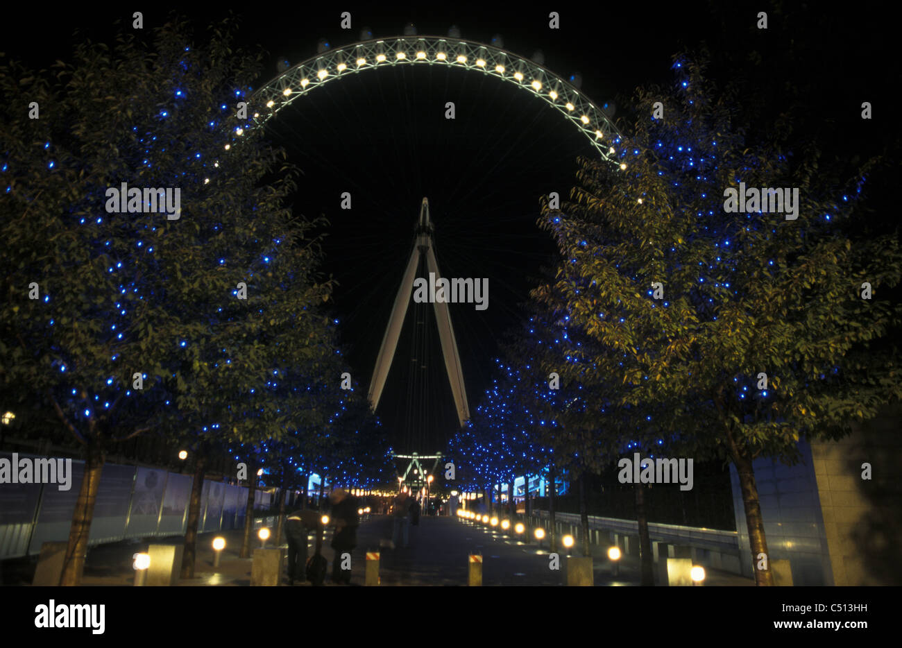 London at night, UK, London Eye Stock Photo