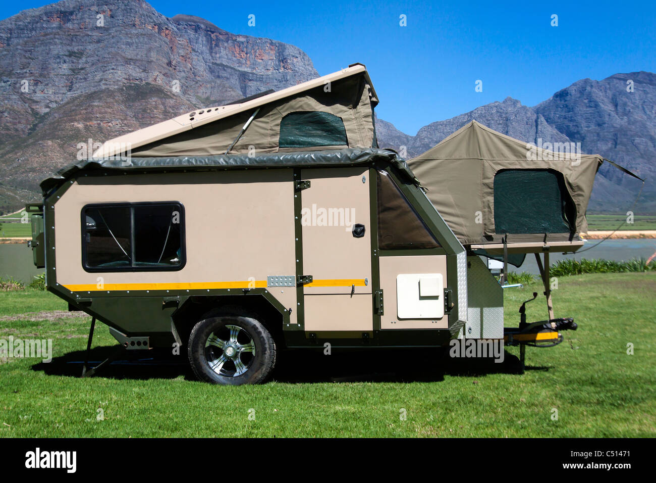 Caravan at a campsite in the mountains in South Africa Stock Photo Alamy