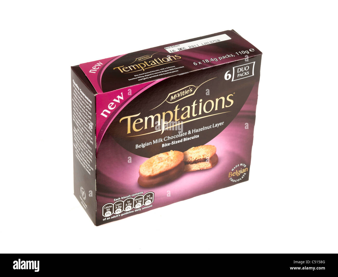 Temptations Milk Chocolate and Hazelnut Biscuits Stock Photo