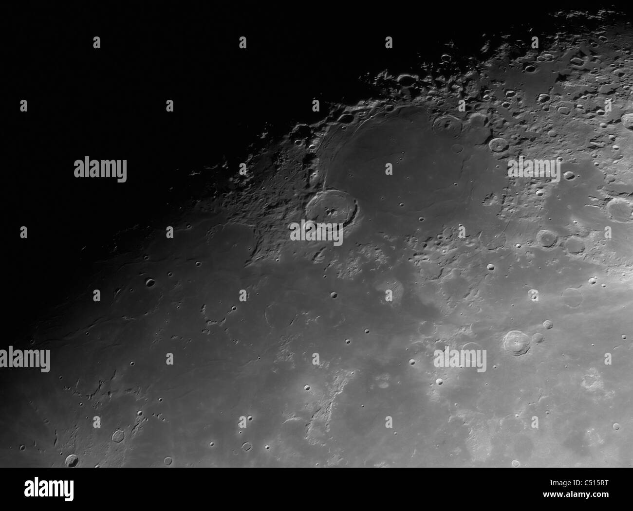 Close-up detail view of the moon. Stock Photo