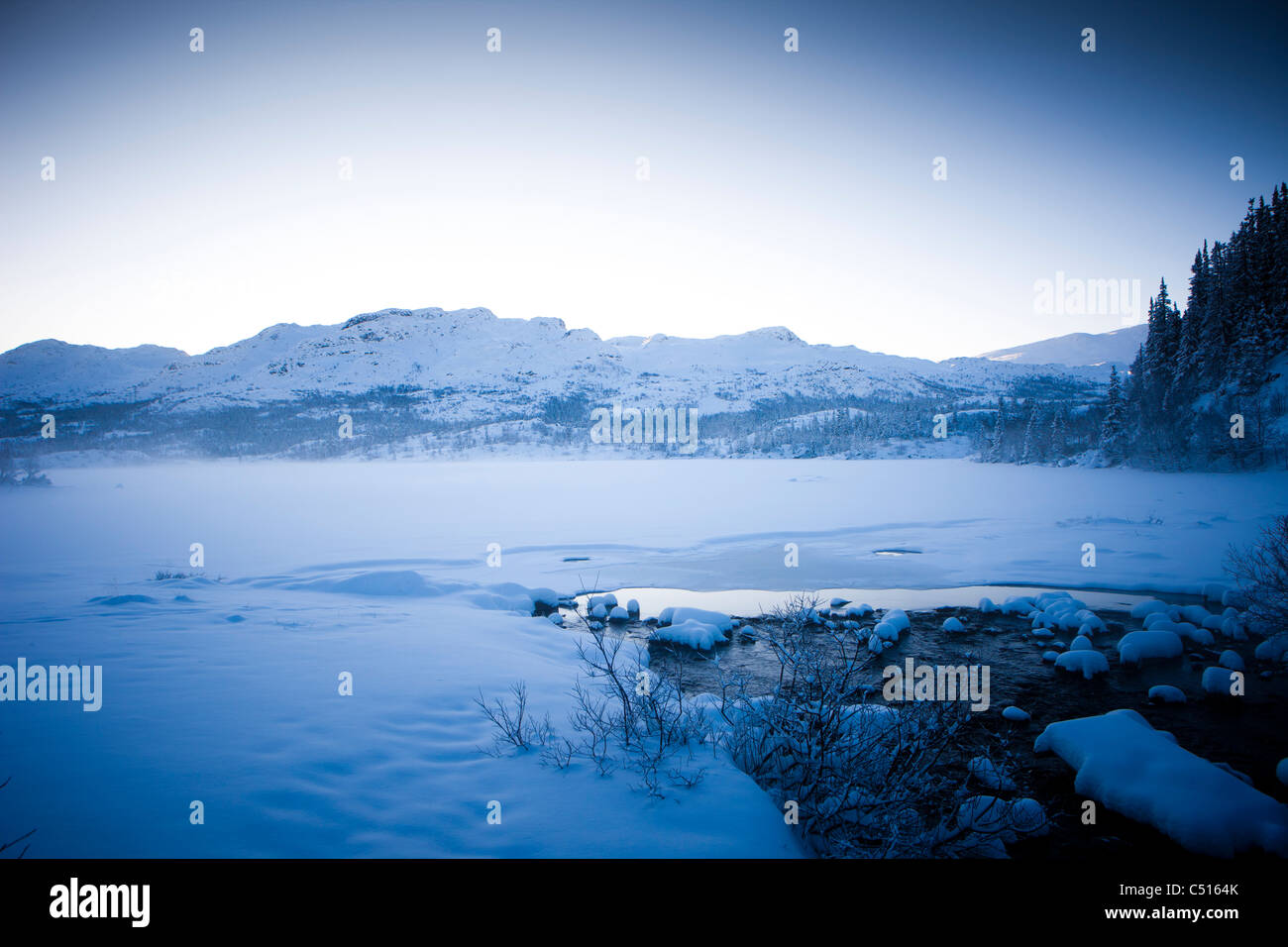 River flowing through forest snow hi-res stock photography and images ...
