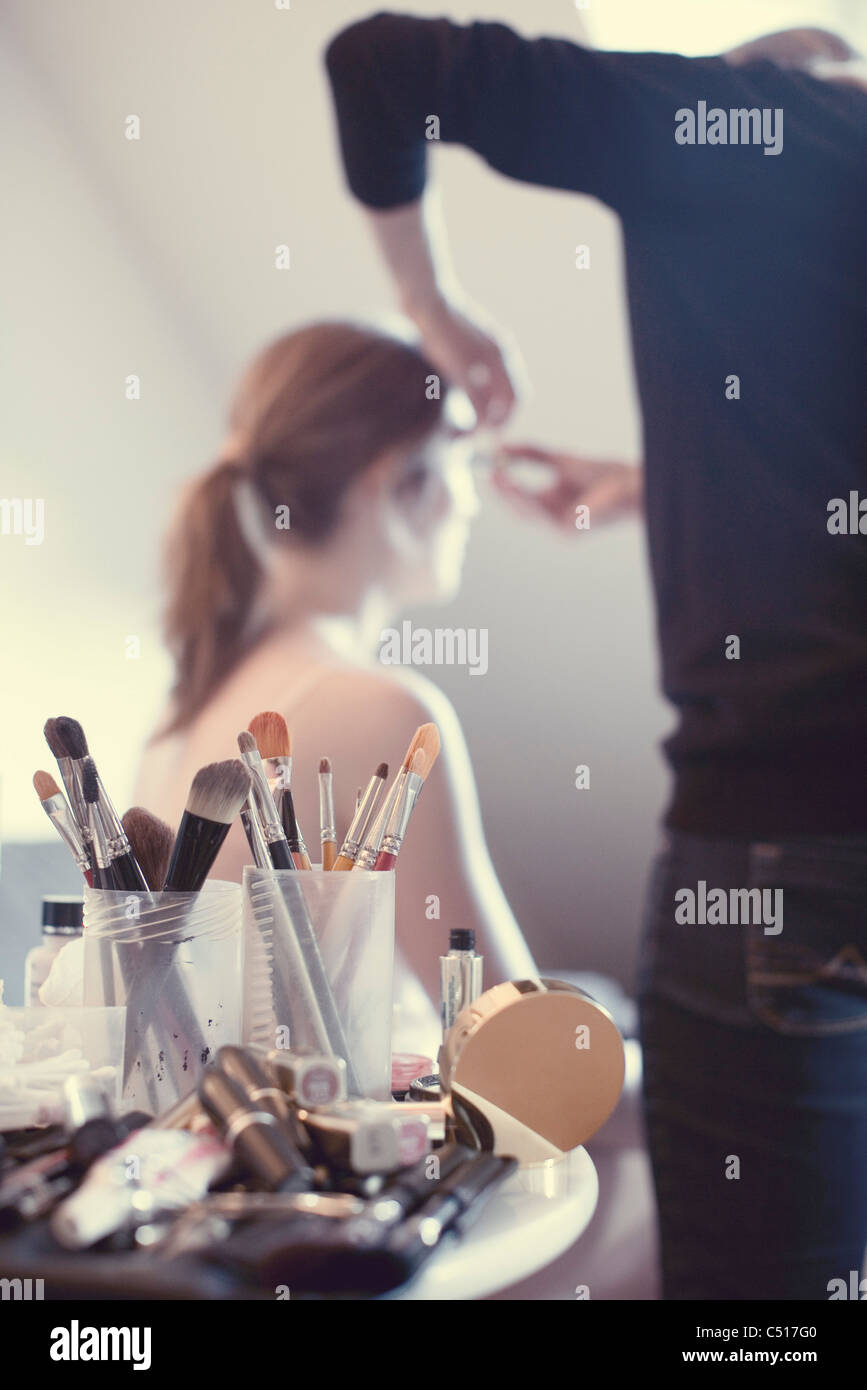 Make-up and make-up brushes Stock Photo
