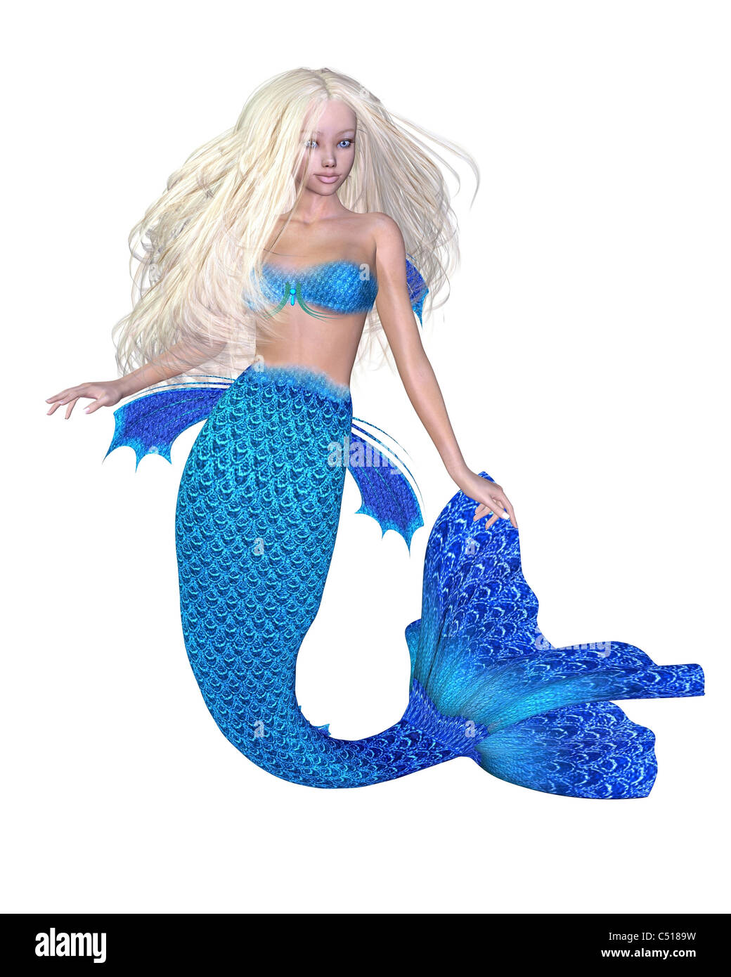 Pretty Blonde Mermaid Stock Photo