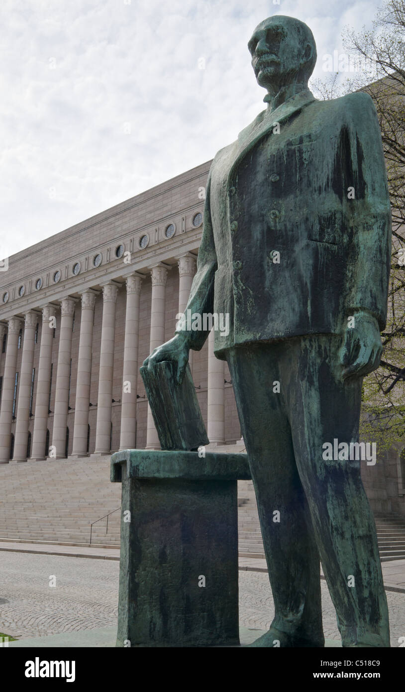 Statue of Finland's first president K J Stahlberg outside of the ...