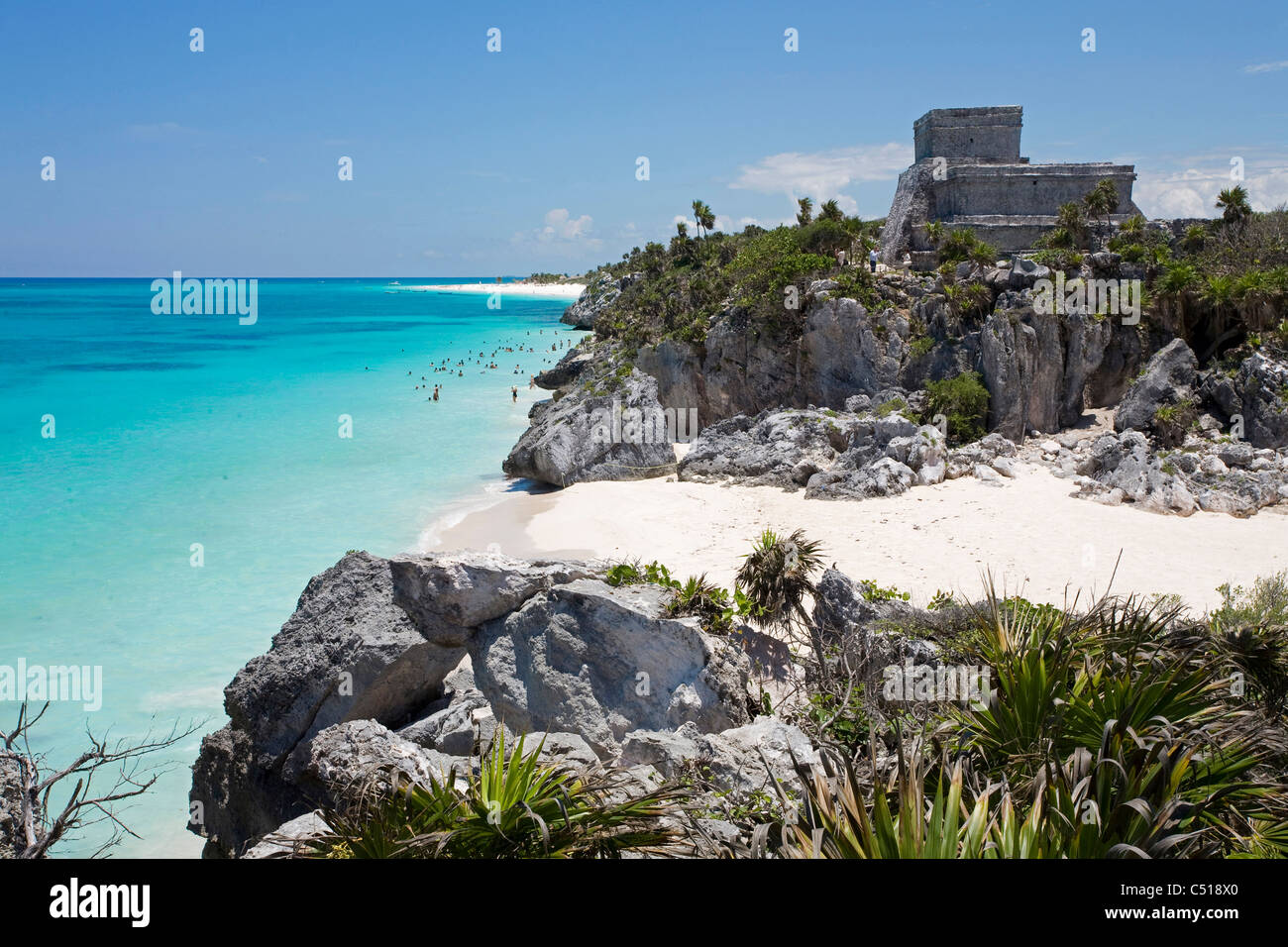 Beautiful beach at the Tulum ruins, Tulum, Yucatan, Mexico Stock Photo