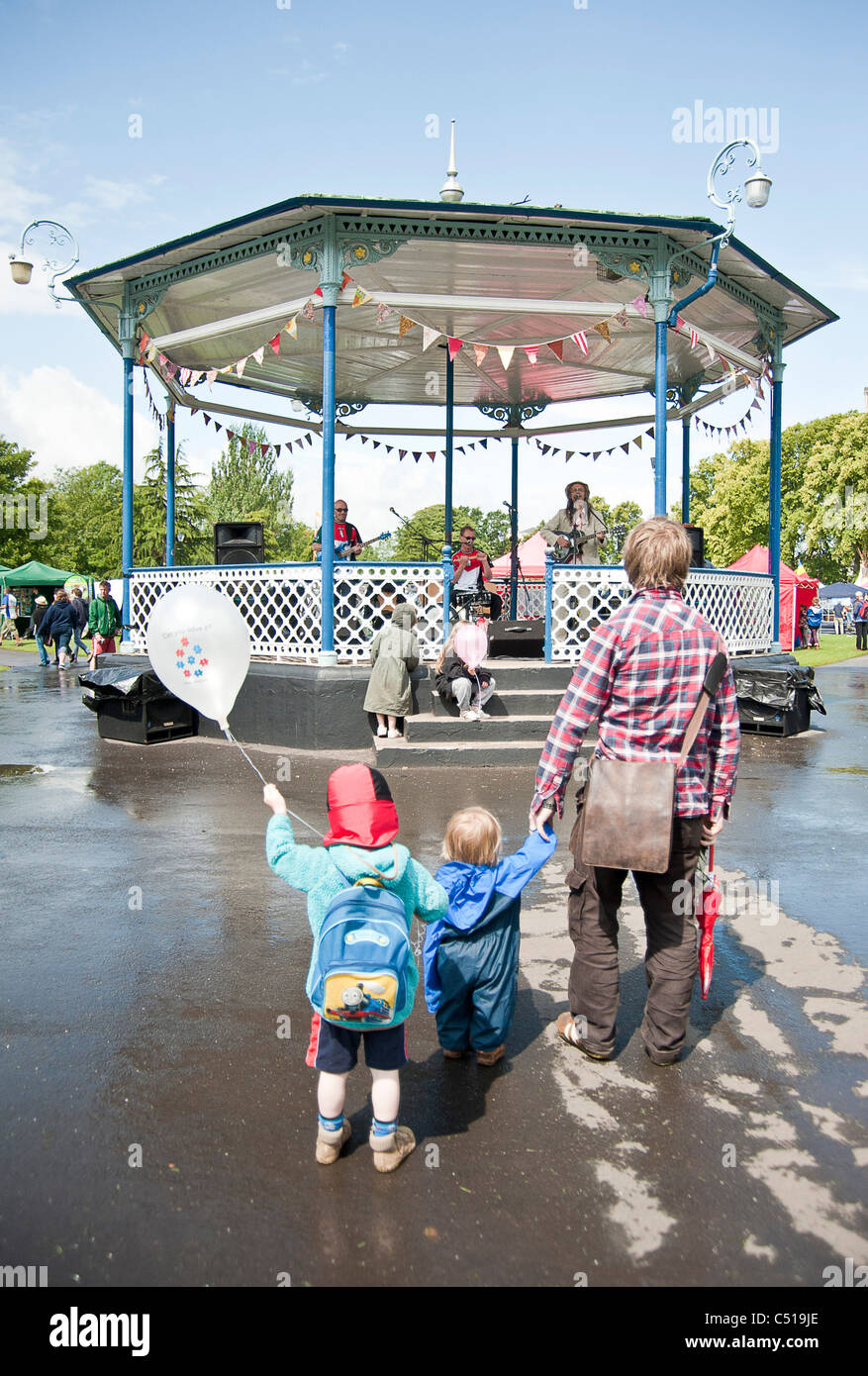 bandstand with children Stock Photo