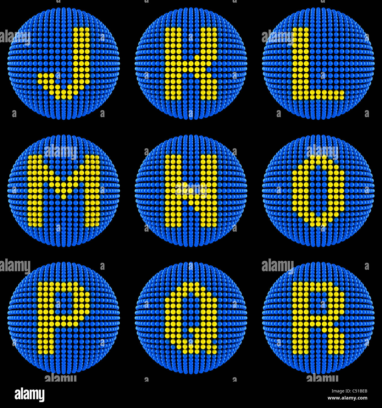 Letters set created from atoms isolated on black Stock Photo - Alamy