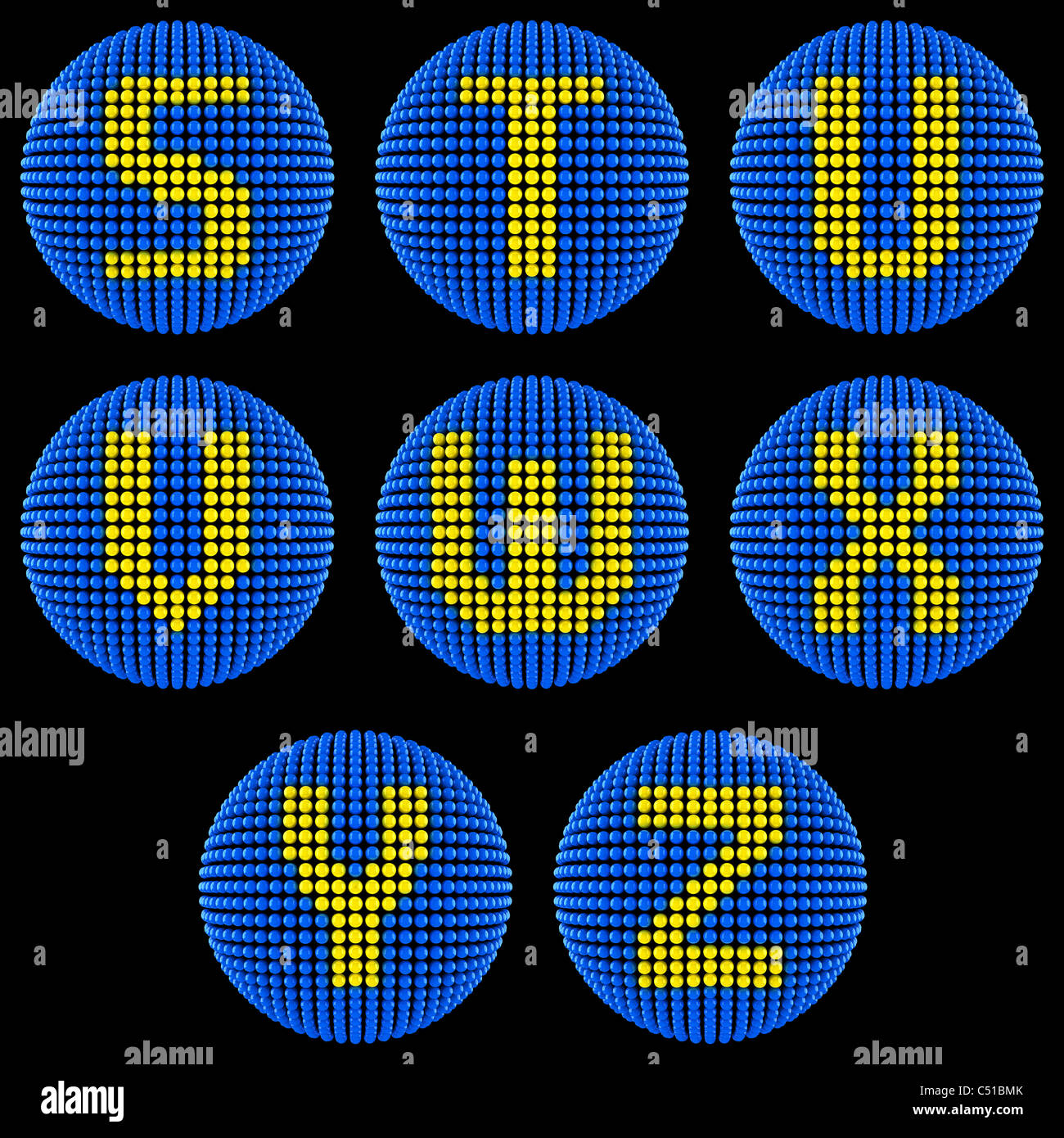 Letters set created from atoms isolated on black Stock Photo - Alamy