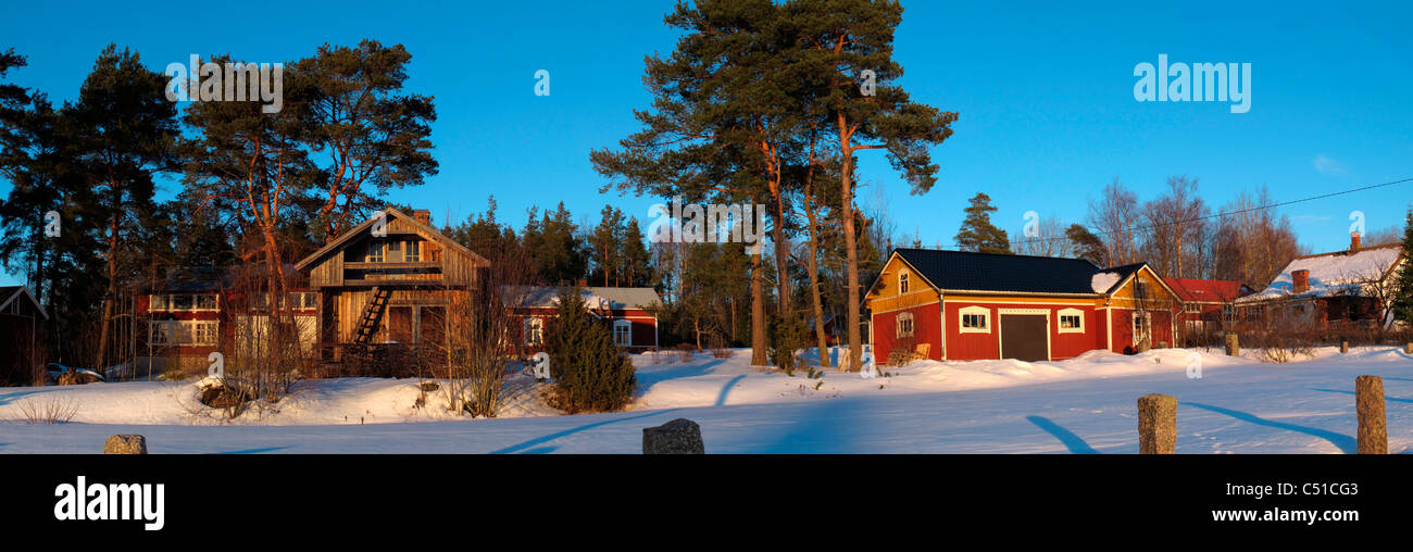 Scandinavia Finland Finnish wooden house in snow Stock Photo