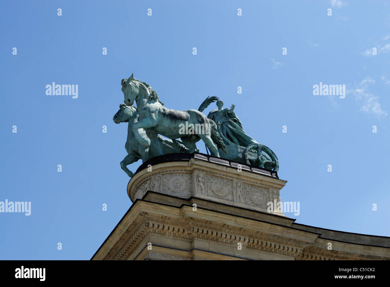 Detail of statue forming part of the monument display in Heroes Square