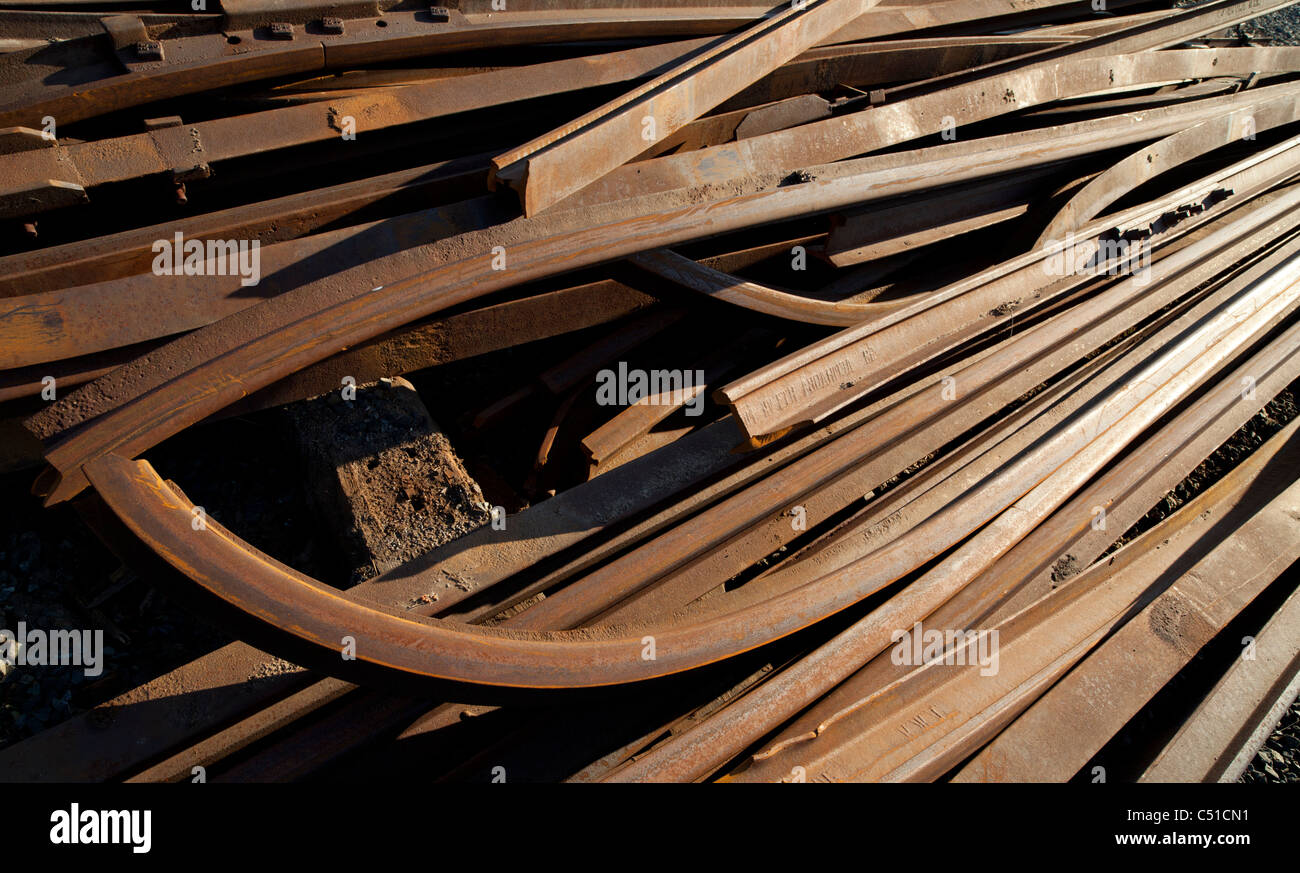 Inventory of old railroad tracks collected as scrap