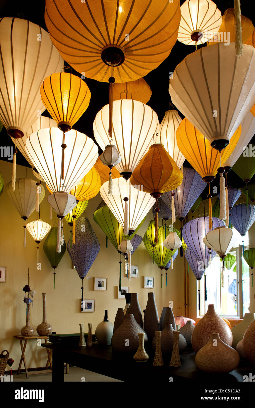 Paper lamps in a lamp store Stock Photo Alamy