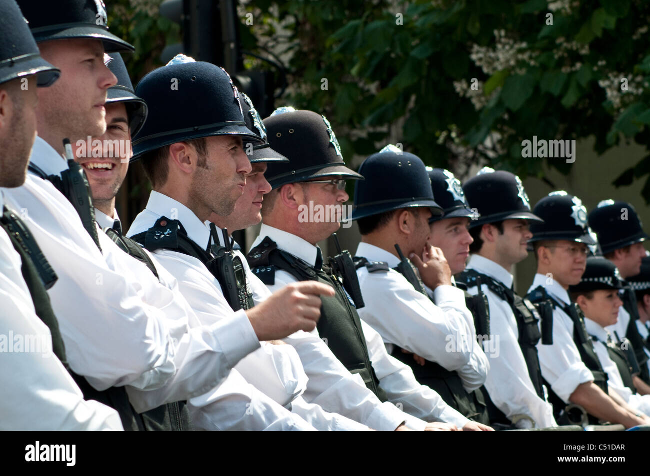 Police line during Public sector pensions strike, London, 30/06/2011, UK Stock Photo