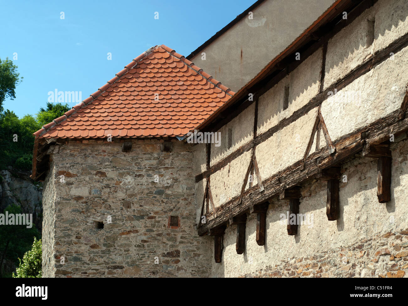 Gothic buildings in historic town of Cesky Krumlov Stock Photo