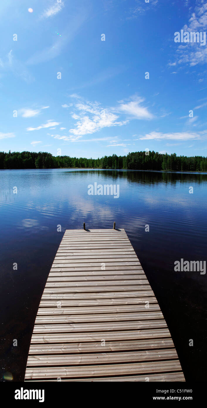 Scandinavia Finland finnish bridge idyllic on shore Stock Photo