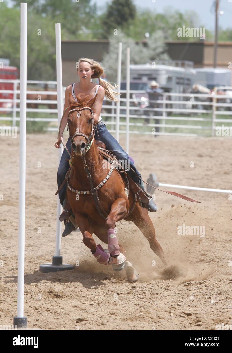 Pole racing on horse event taking place during the annual Eastern