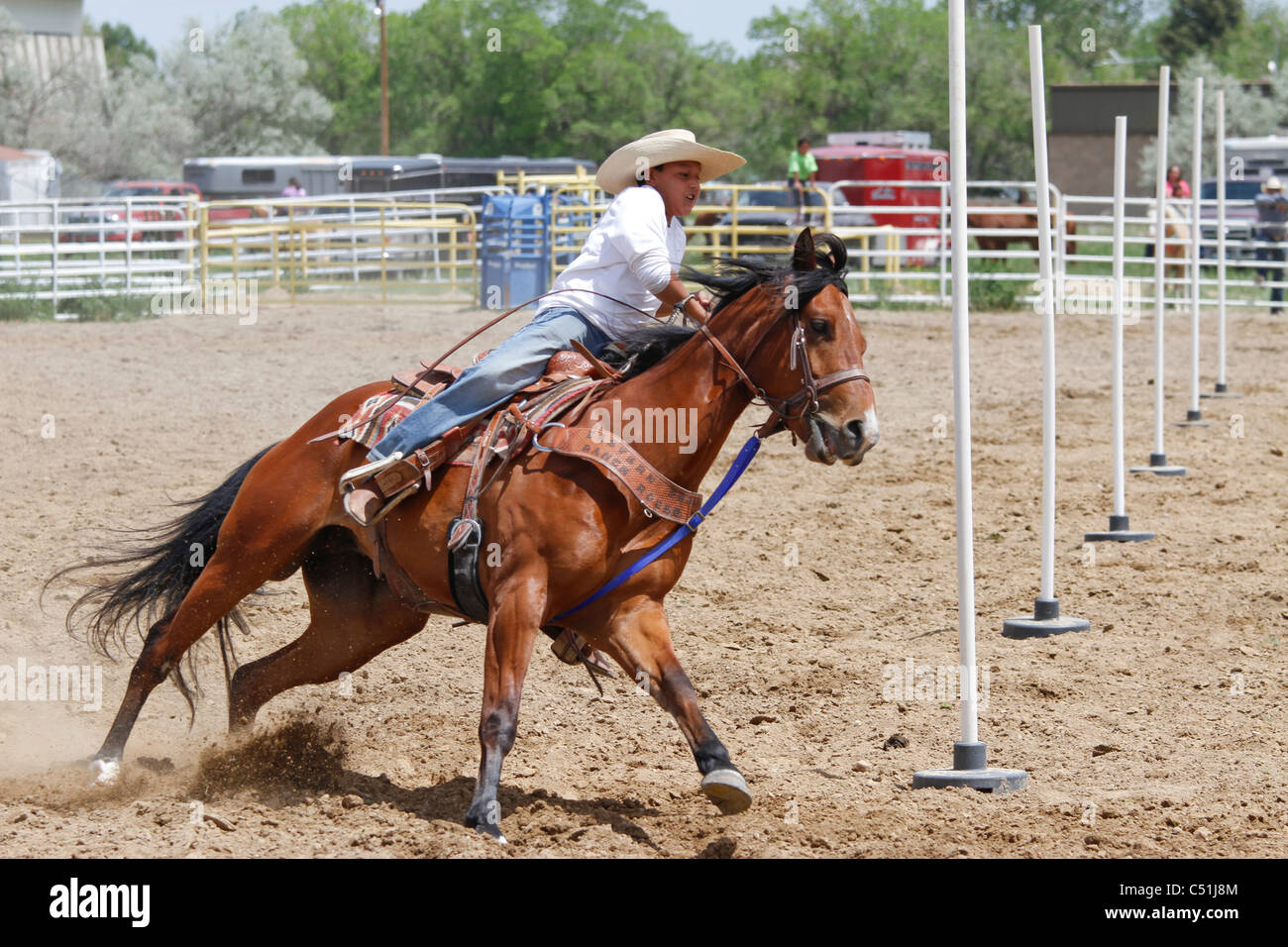 Pole racing on horse event taking place during the annual Eastern