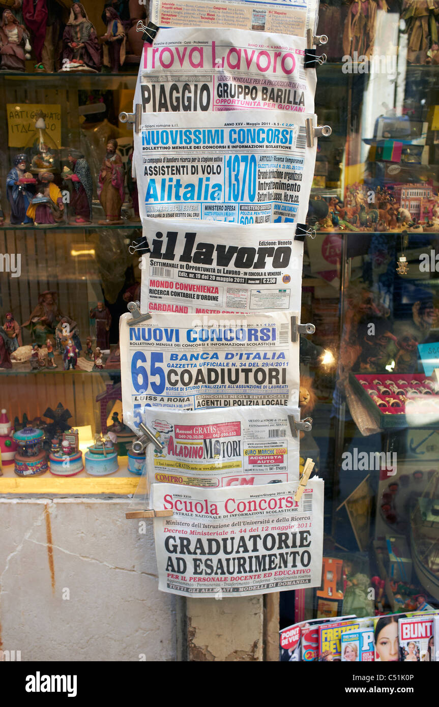 VENICE, VENETO, ITALY - MAY 26: Italian newspapers for sale. May 26, 2011 in Venice, Veneto, Italy Stock Photo