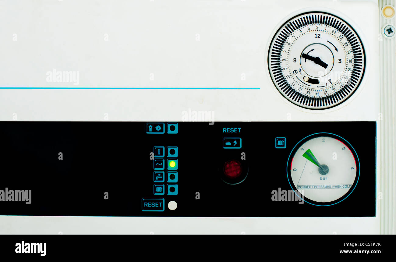 Gas central heating control panel Stock Photo Alamy