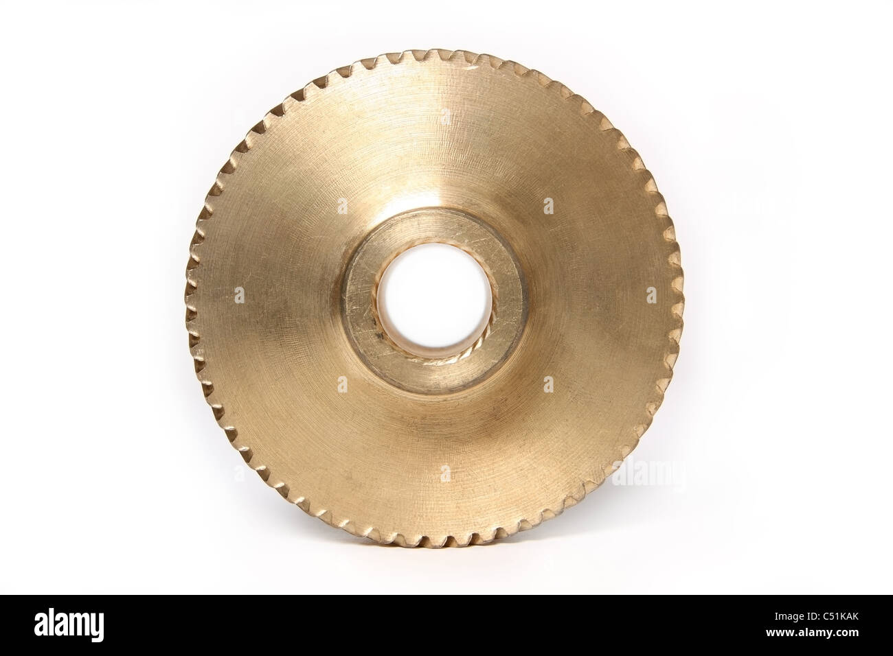 One bronze gear on a white background Stock Photo