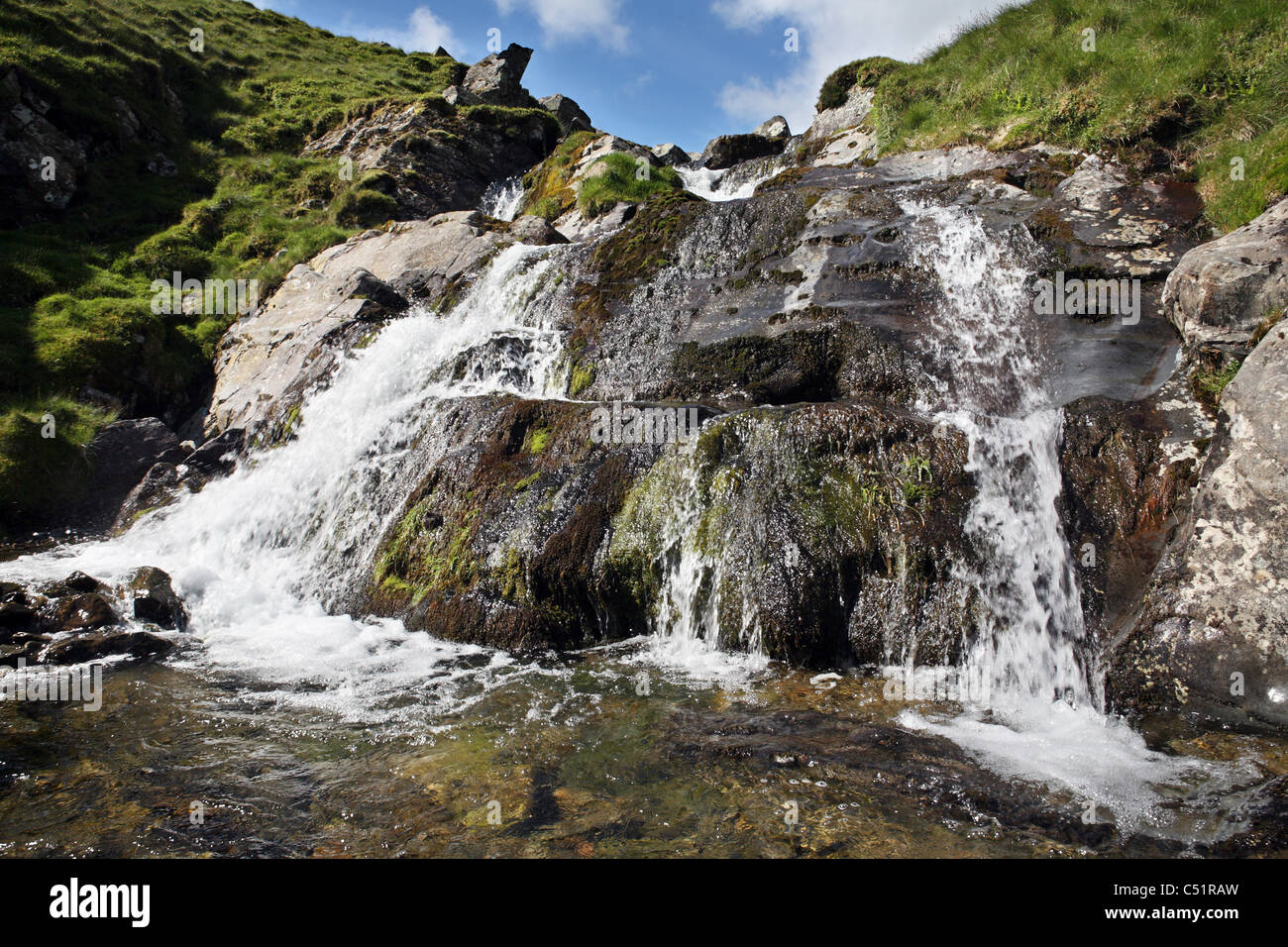 Near to the top of Cautley Spout waterfall in the Howgills Cumbria England UK Stock Photo