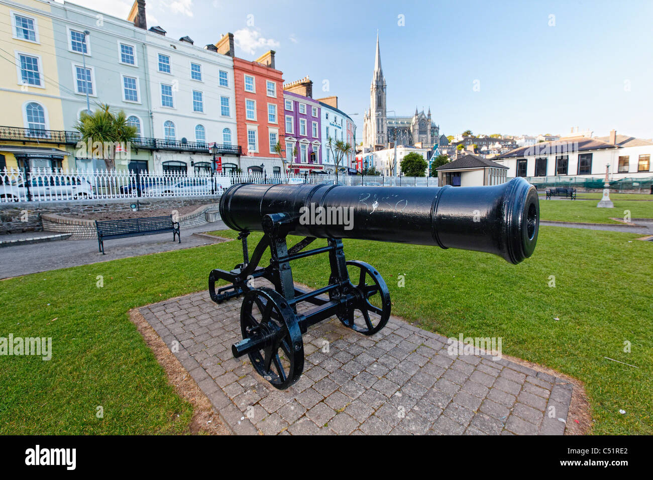 Old Cannon on Display in Kennedy Park, Cobh Harbor, Ireland Stock Photo