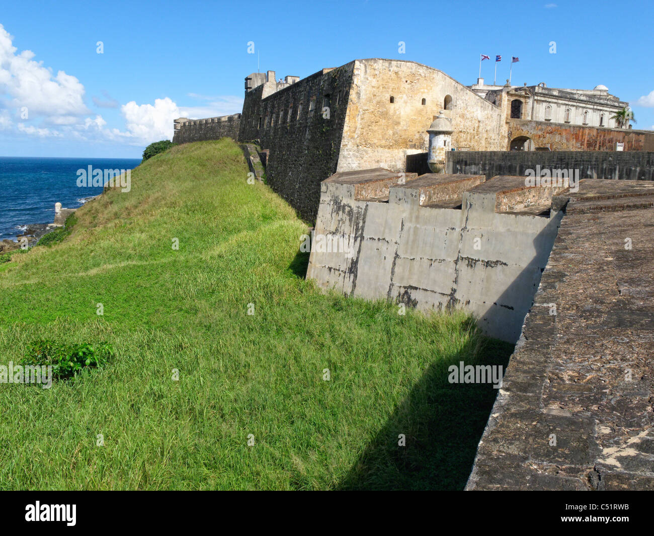 Walls of San Cristobal Fort, San Juan, Puerto Rico Stock Photo