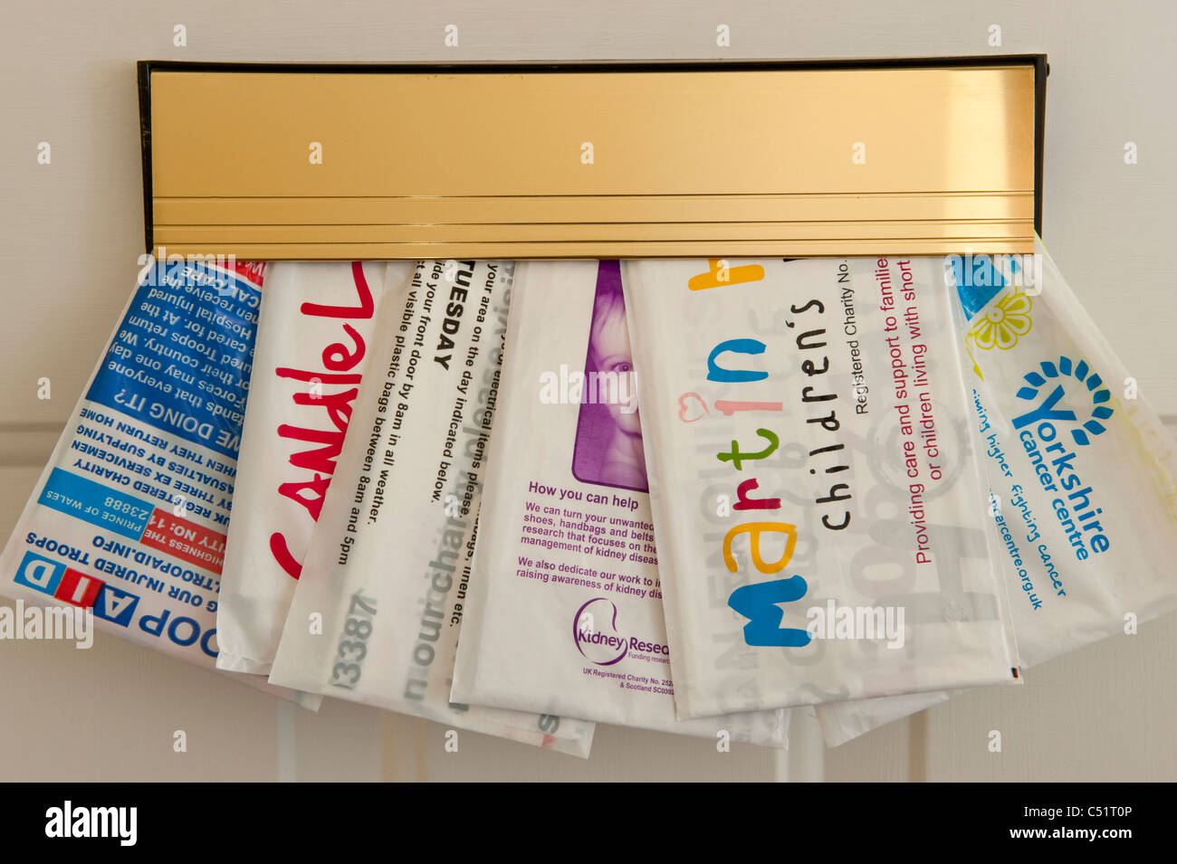 Charity bags (clothes collection fundraiser) posted through door