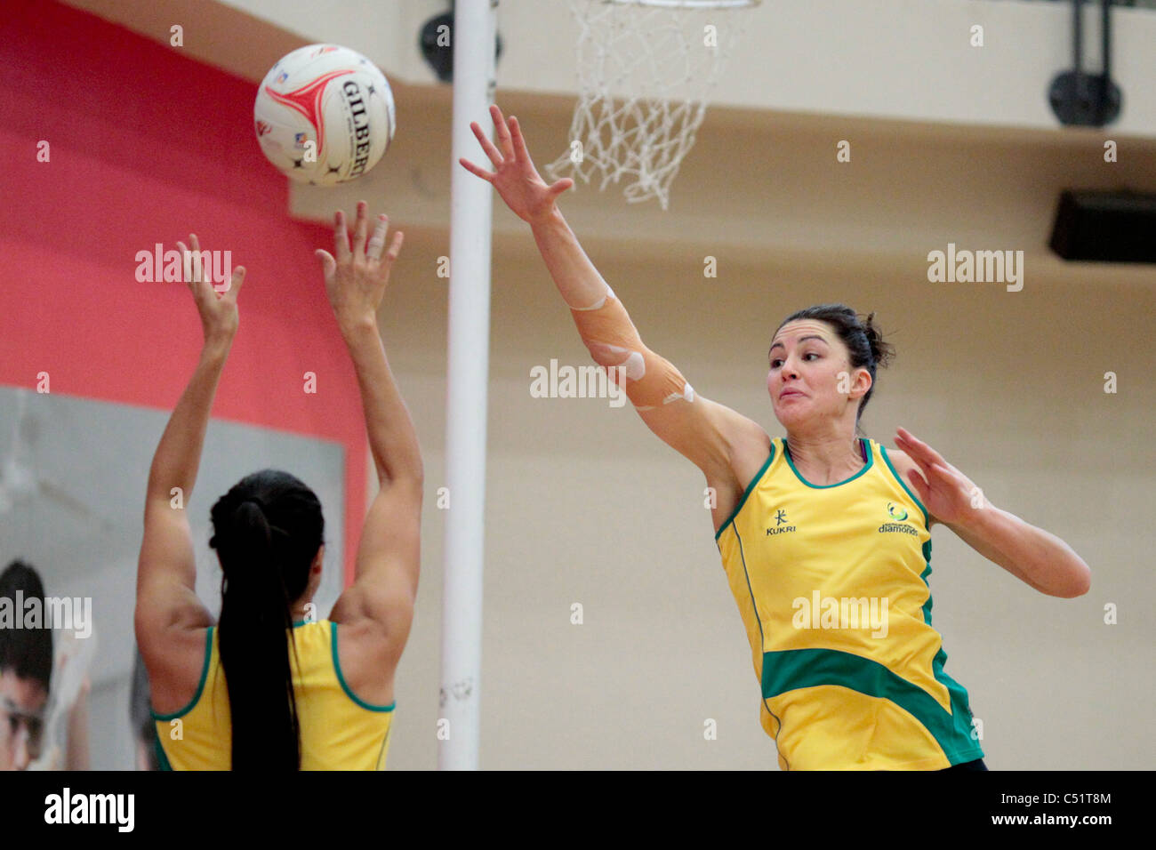Sharni Layton of Australia during a training session in the lead up to the Mission Foods World Netball Championships Stock Photo