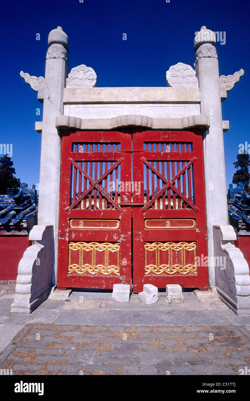 Close up View of a n Ornamental Gate in the Temple of Heaven, Beijing, China Stock Photo