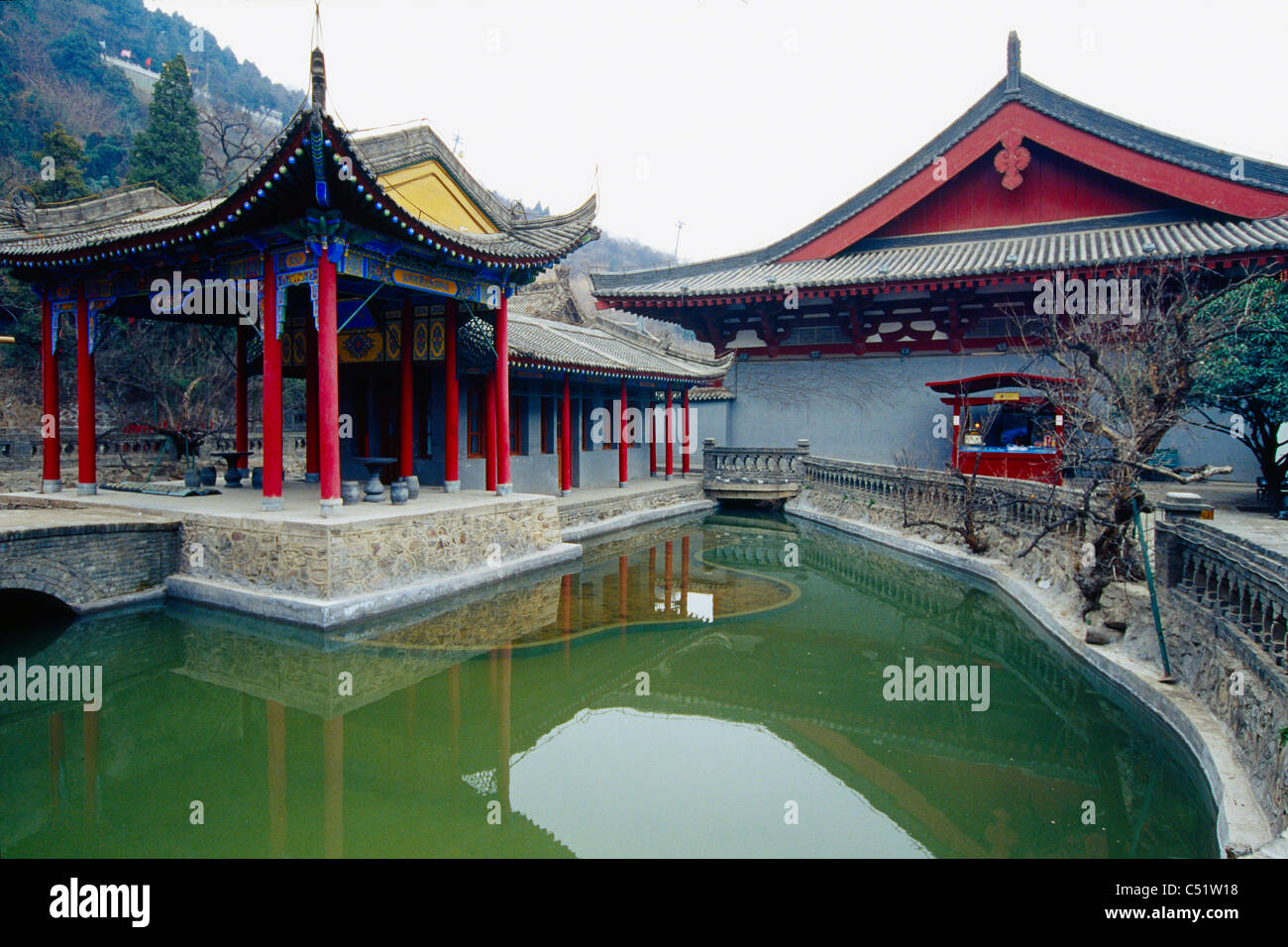Bathing Pavilions with Pools at Huaqing Hot Spring , Shaanxi, China Stock Photo