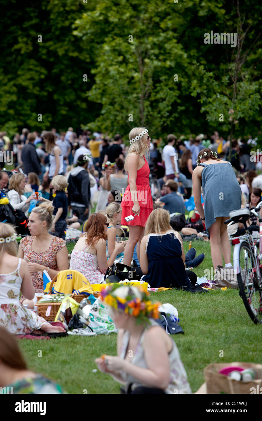 Swedish midsommar party celebration, Hyde Park, London, England. Stock Photo