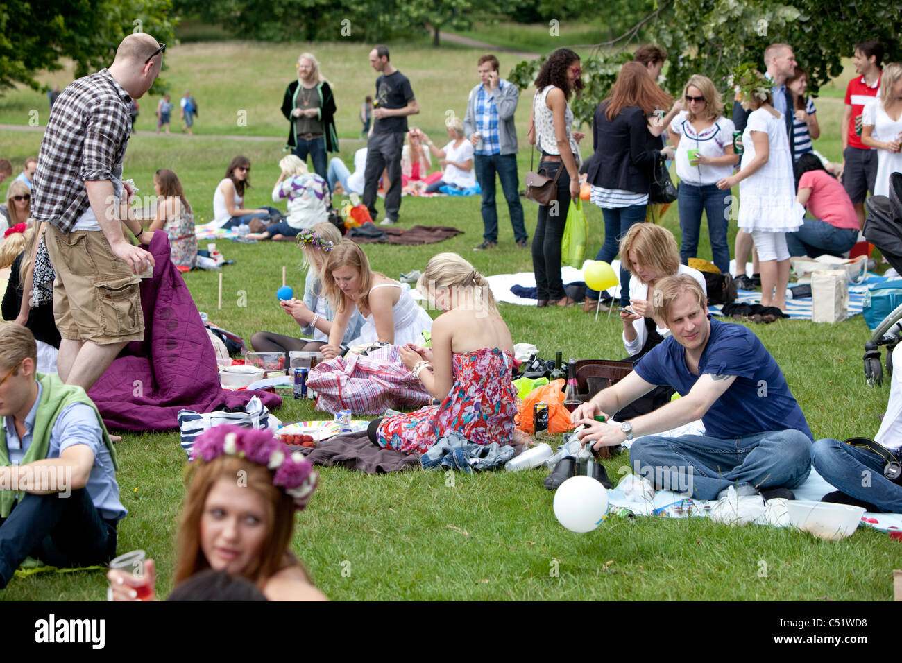 Swedish midsommar party celebration, Hyde Park, London, England, UK