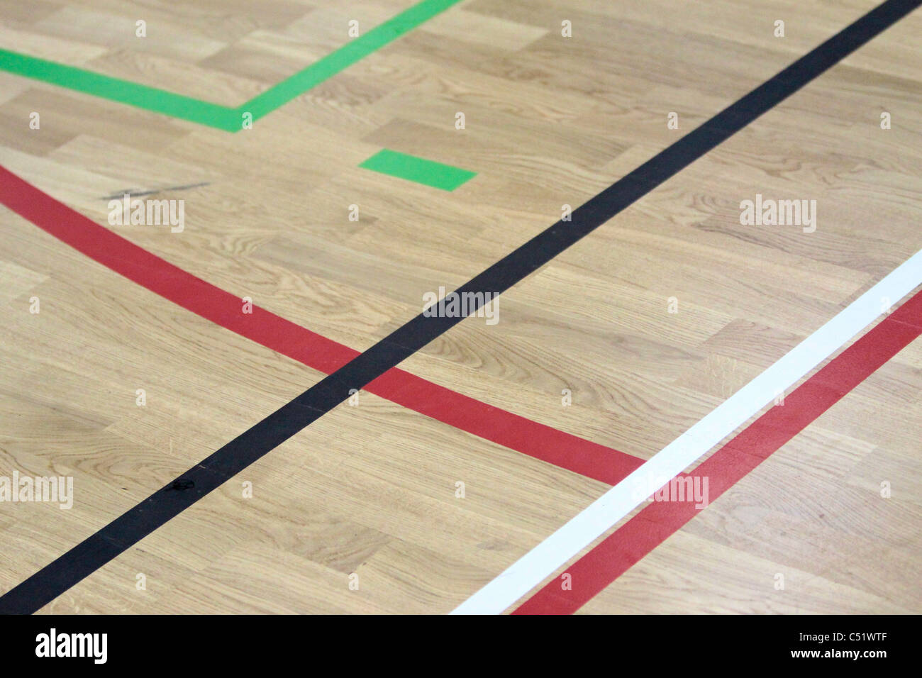 Line markings in a sports hall Stock Photo