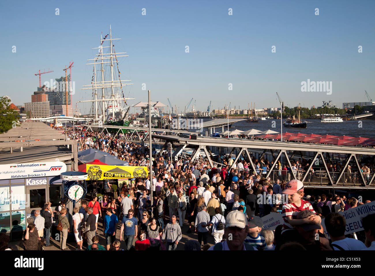 Audience at the Hafengeburtstag or Port Anniversary 2011, Hanseatic City of Hamburg, Germany, Europe Stock Photo