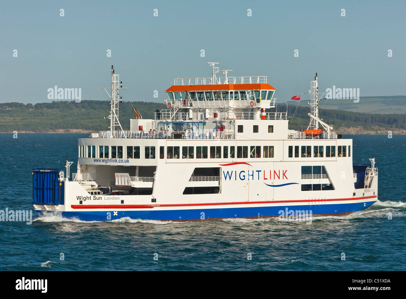 'Wight Sun' Wightlink car ferry in the English Channel en route from Yarmouth Isle of Wight to Lymington. JMH5131 Stock Photo