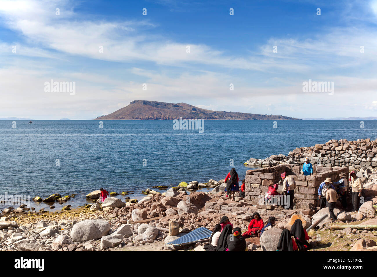 View from Isla Taquile, Lake Titicaca, Peru Stock Photo