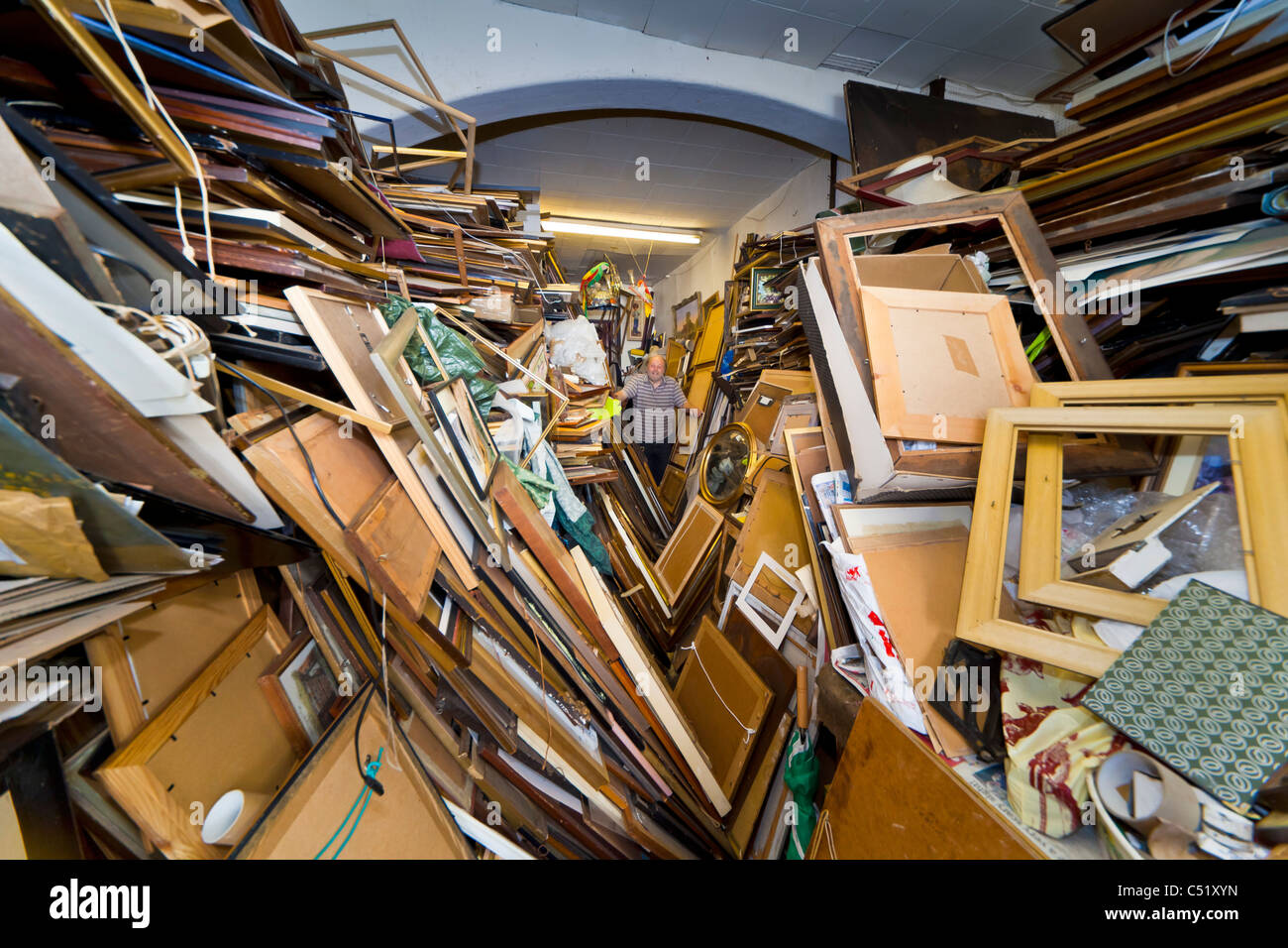 The over-stocked Ryde Framing picture framing shop in Ryde Isle of Wight. JMH5147 Stock Photo