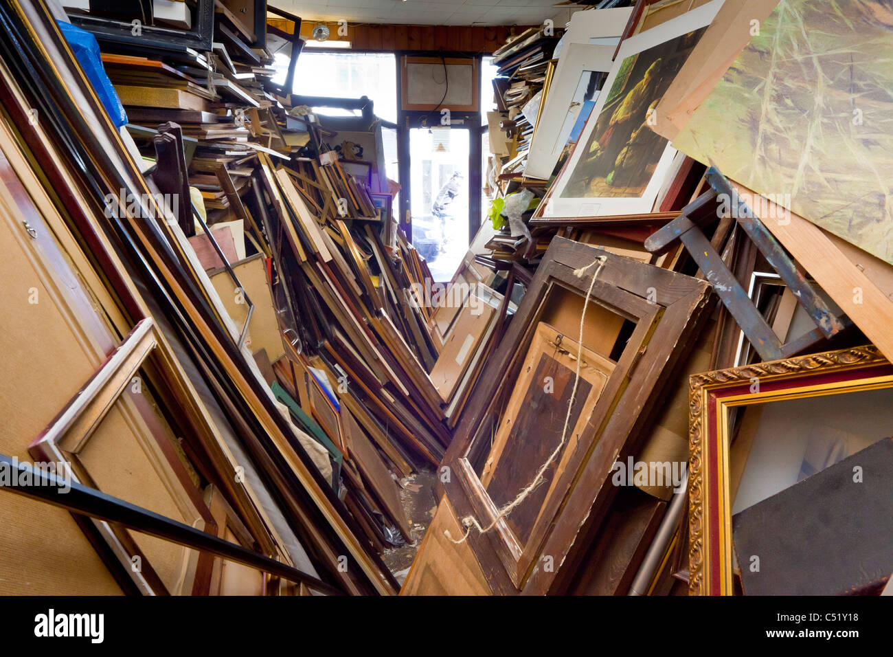 The over-stocked Ryde Framing picture framing shop in Ryde Isle of Wight. JMH5149 Stock Photo