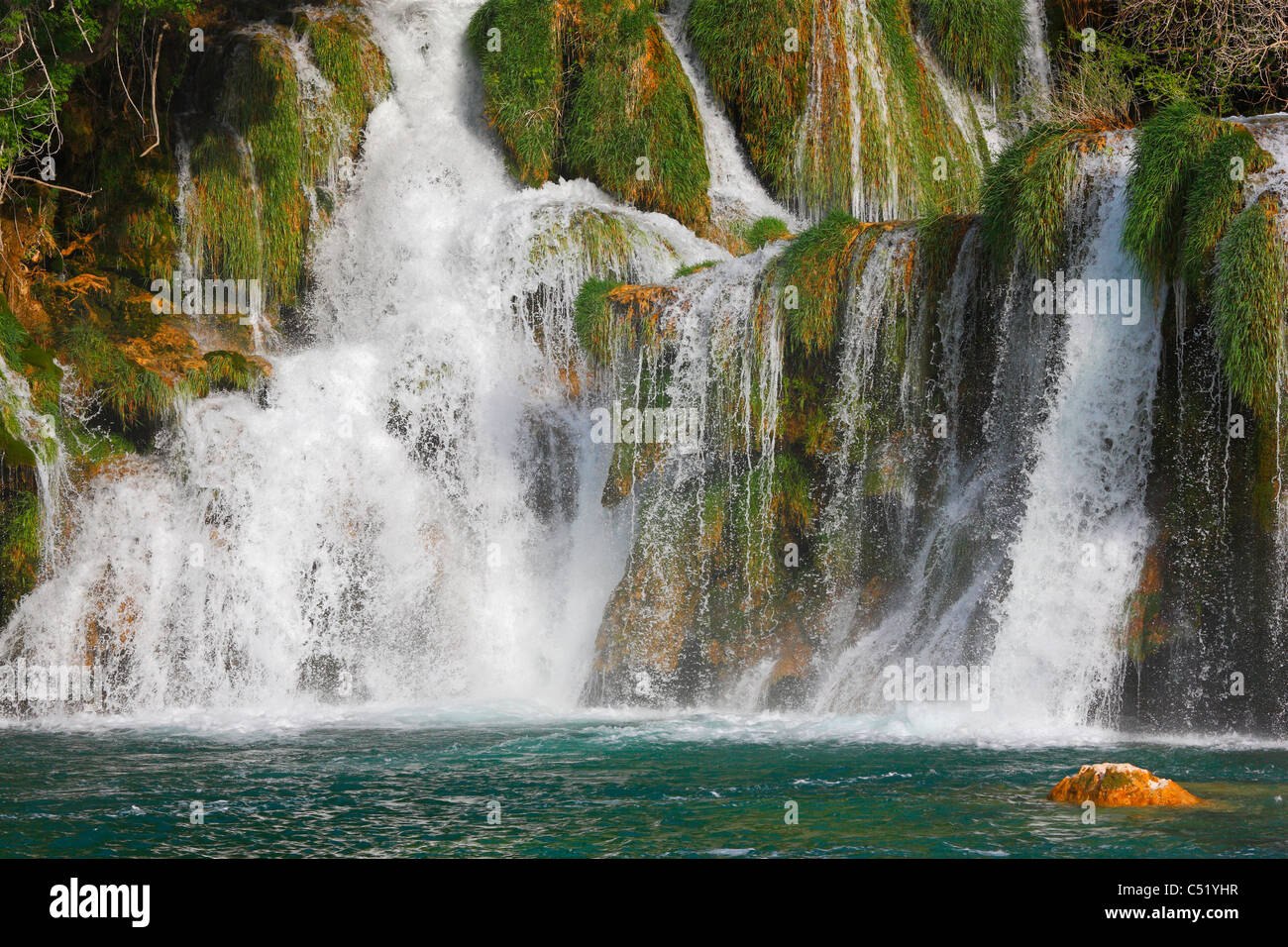 Waterfall in National park Krka. Stock Photo