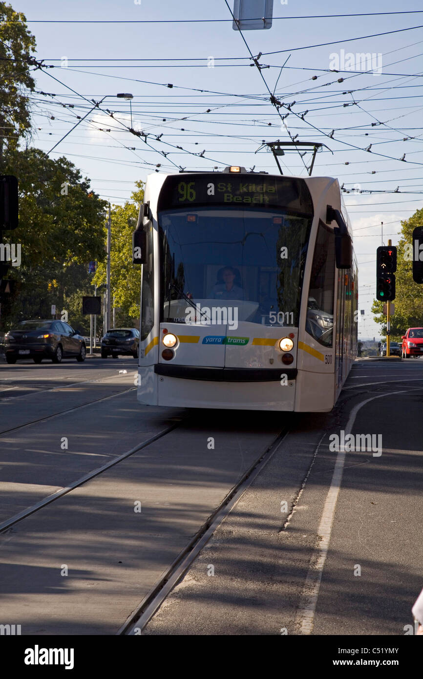 Electric Tram in Melbourne, Victoria Stock Photo