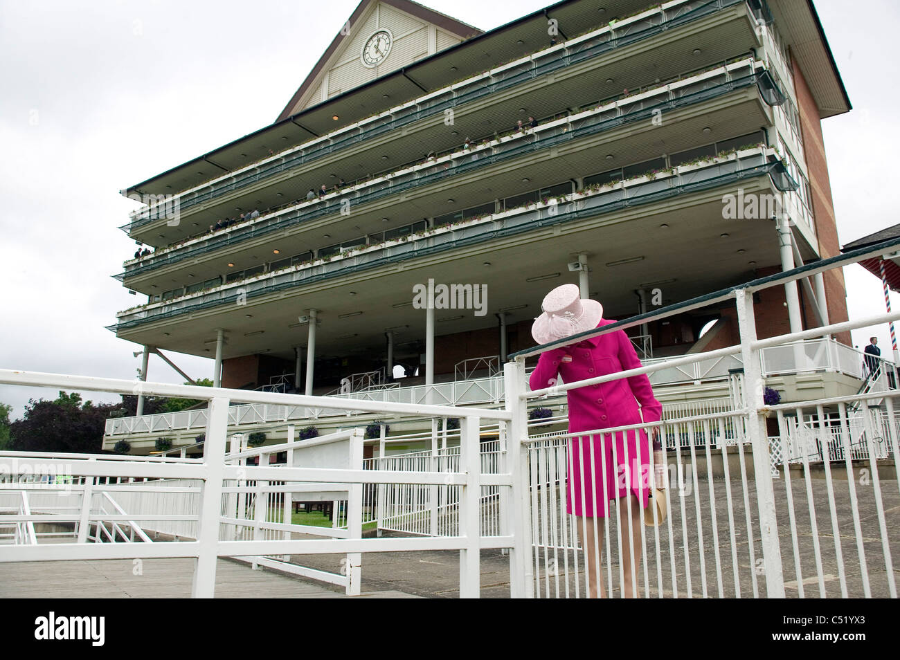Race day for Royal Ascot when it was located at York during the refurbishment of the Ascot racecourse. York. Stock Photo