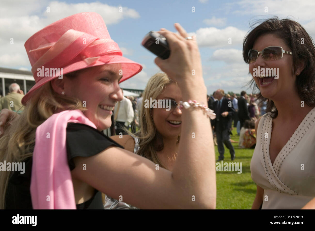 Race day for Royal Ascot when it was located at York during the refurbishment of the Ascot racecourse. York. Stock Photo