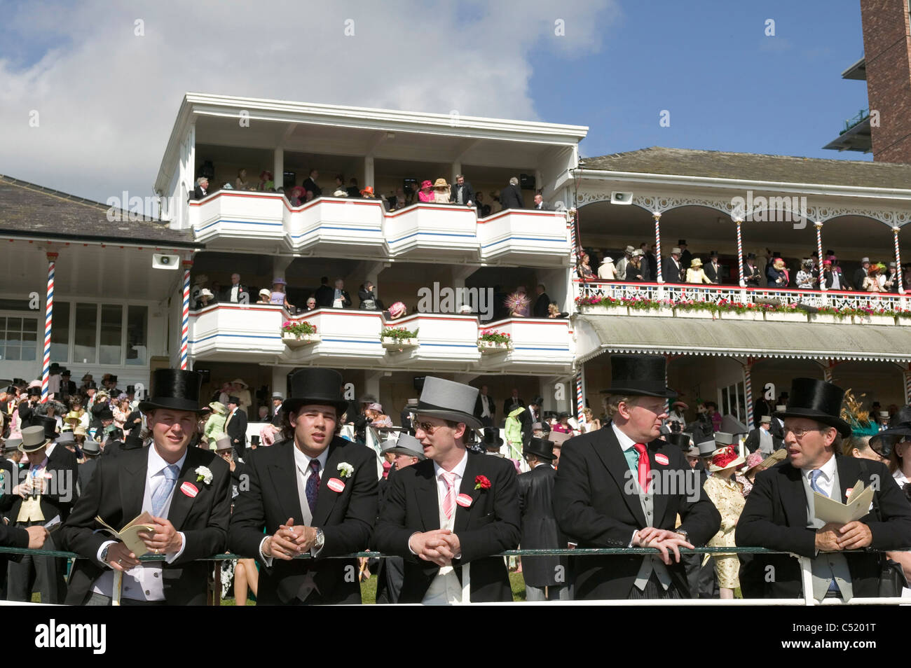 Race day for Royal Ascot when it was located at York during the refurbishment of the Ascot racecourse. York. Stock Photo