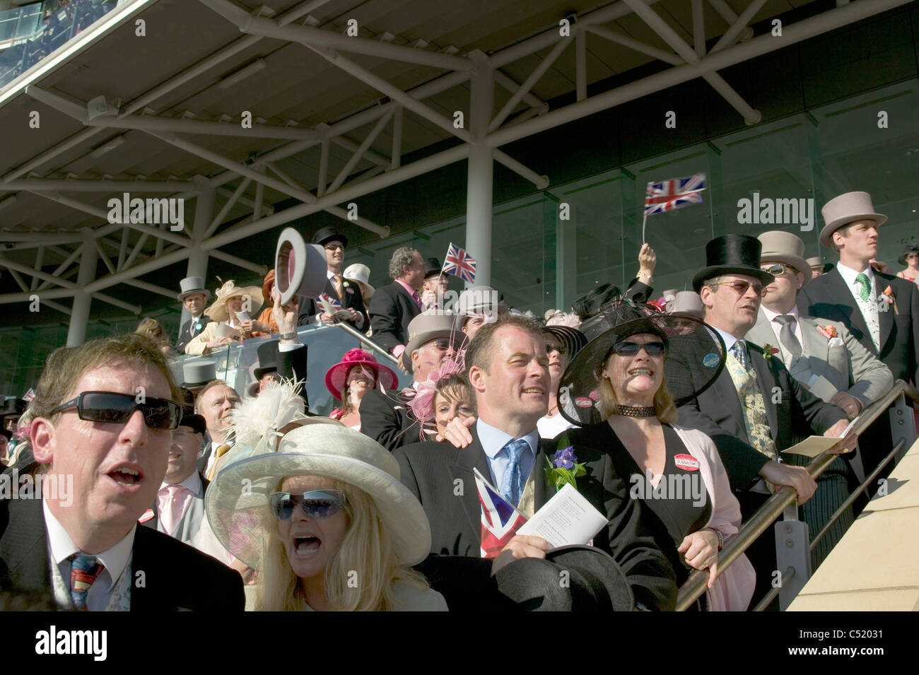 Race day for Royal Ascot when it was located at York during the refurbishment of the Ascot racecourse. York. Stock Photo