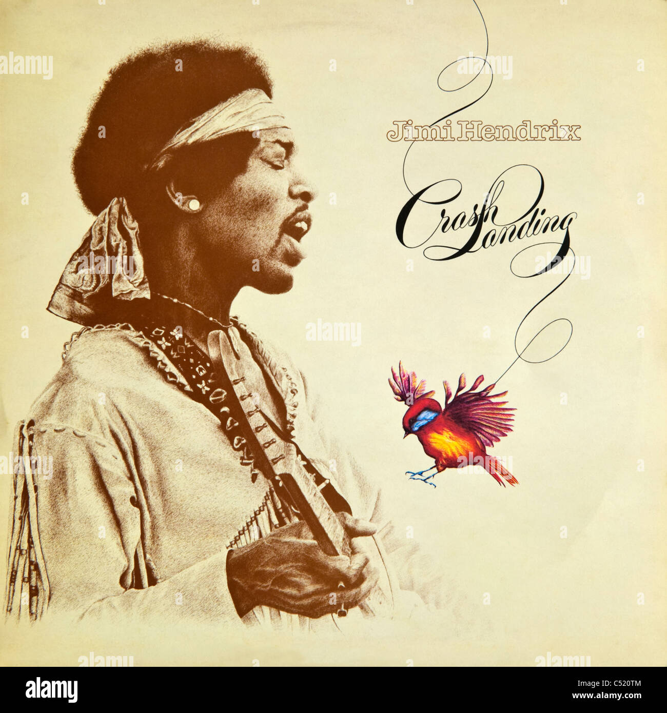 Cover of vinyl album Crash Landing by Jimi Hendrix released 1975 on Polydor Records Stock Photo
