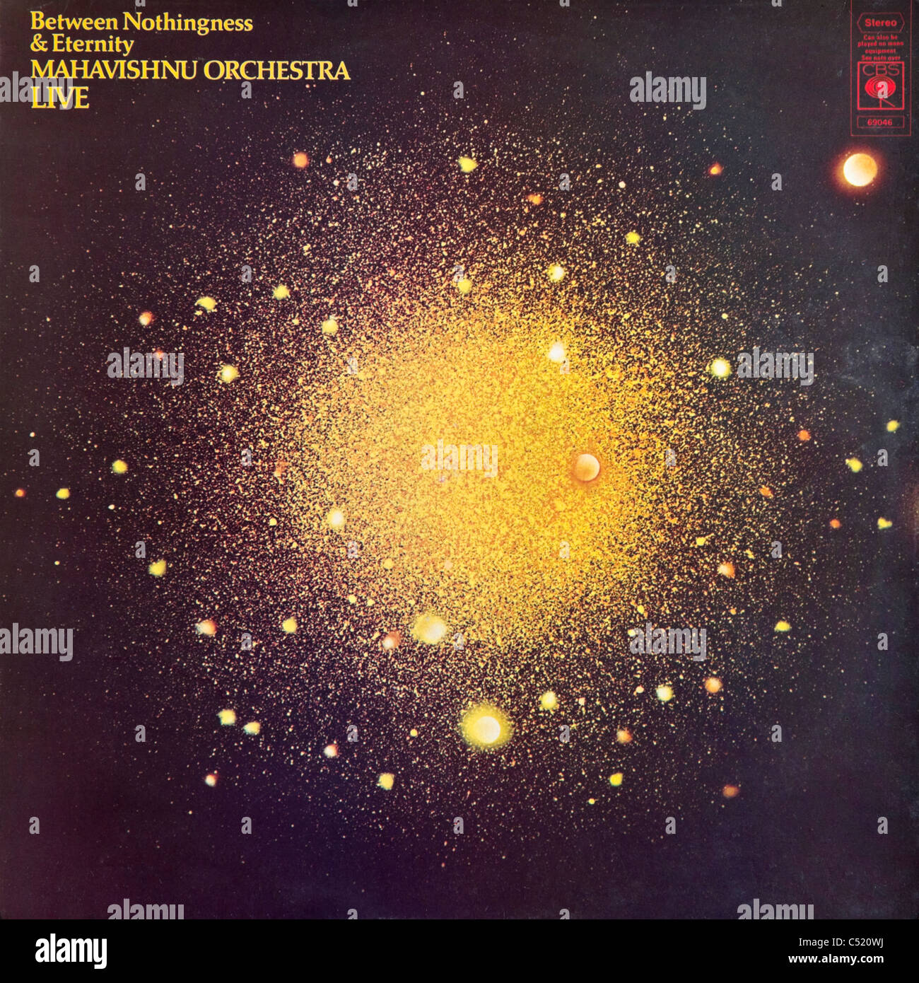 Cover of vinyl album Between Nothingness and Eternity by Mahavishnu Orchestra released 1973 on CBS Records Stock Photo