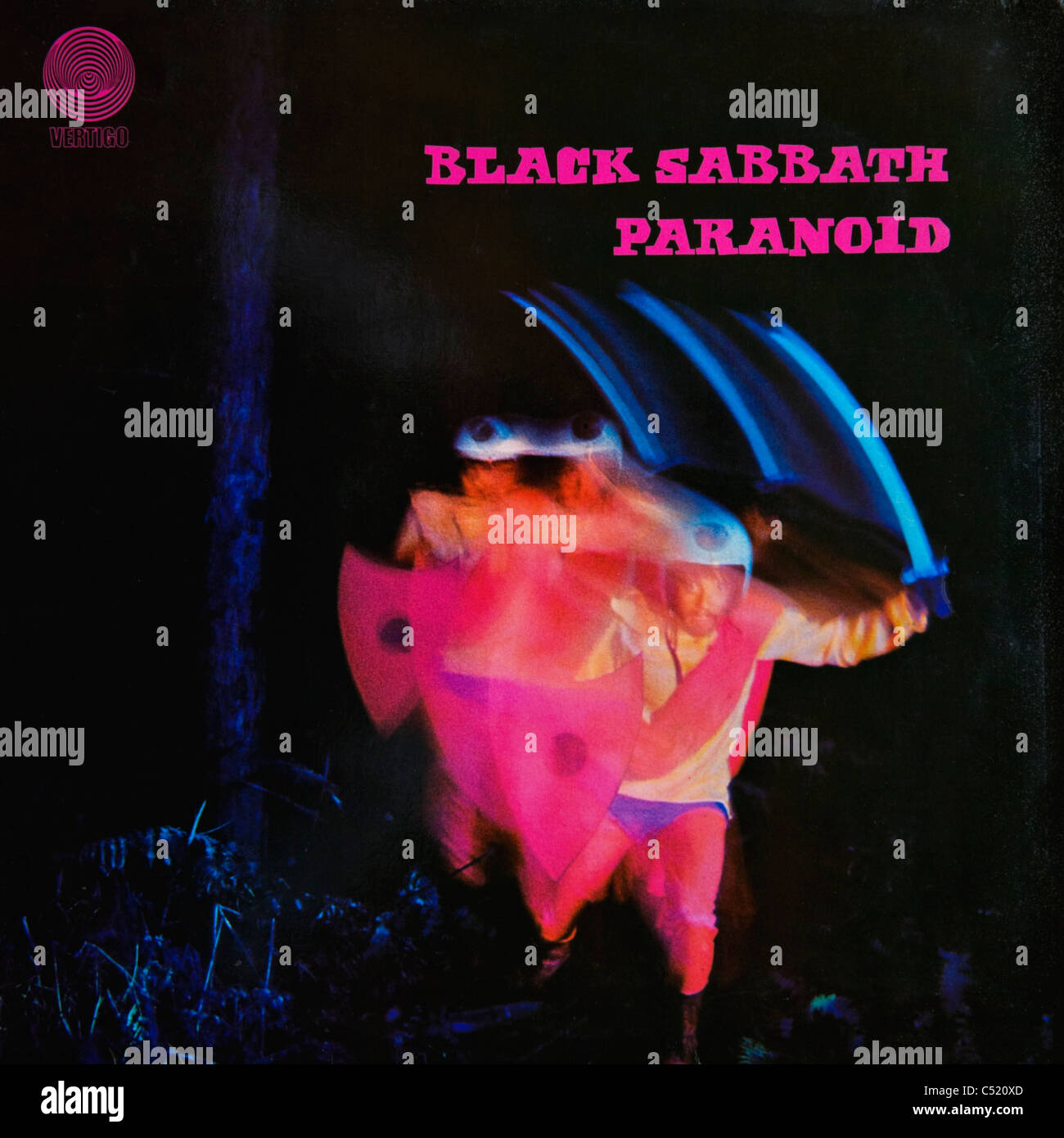 Cover of vinyl album Paranoid by Black Sabbath released 1970 on Vertigo Records Stock Photo