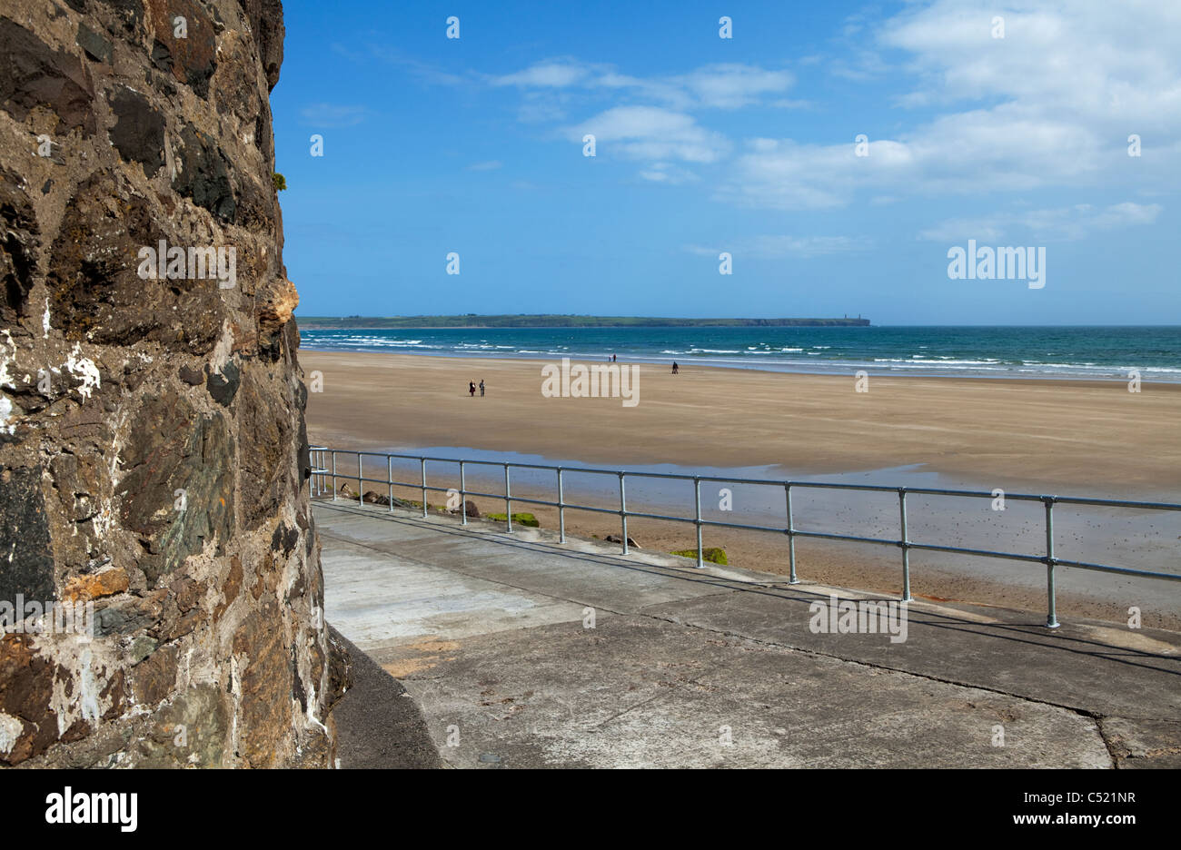 The Strand at Tramore, with Brownstown Head beacons in the distance, County Waterford, Ireland Stock Photo