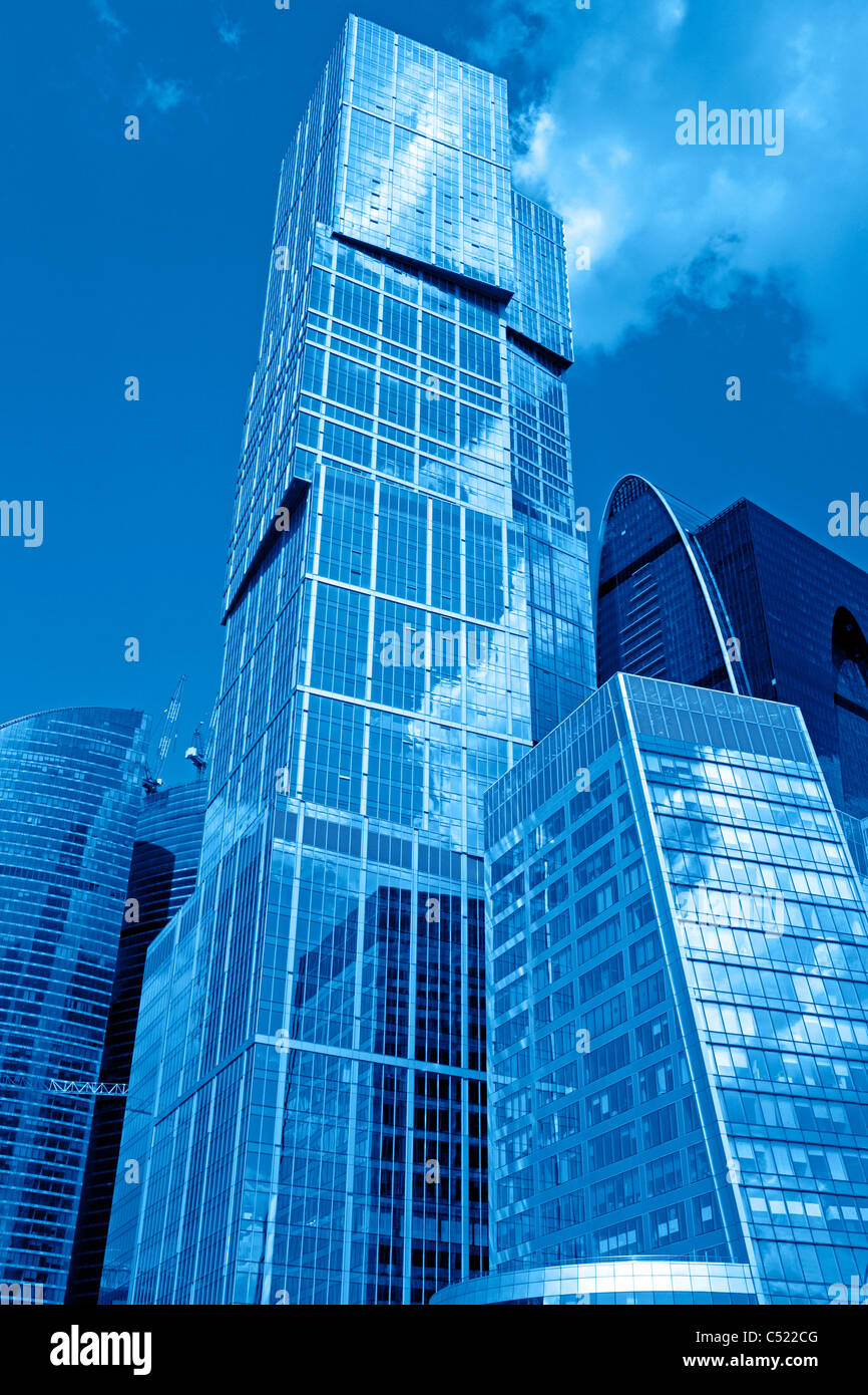 The glass facades of the modern skyscrapers. Stock Photo